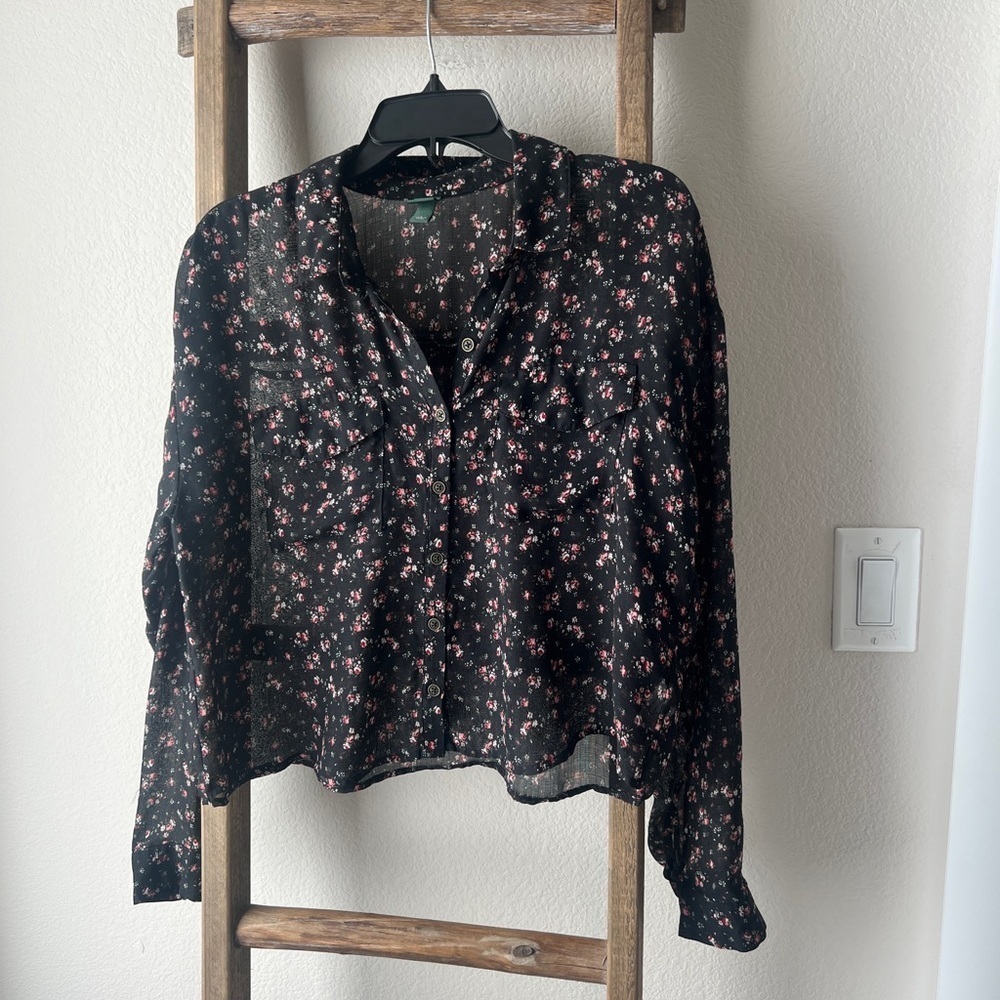 Wild Fable - black floral blouse